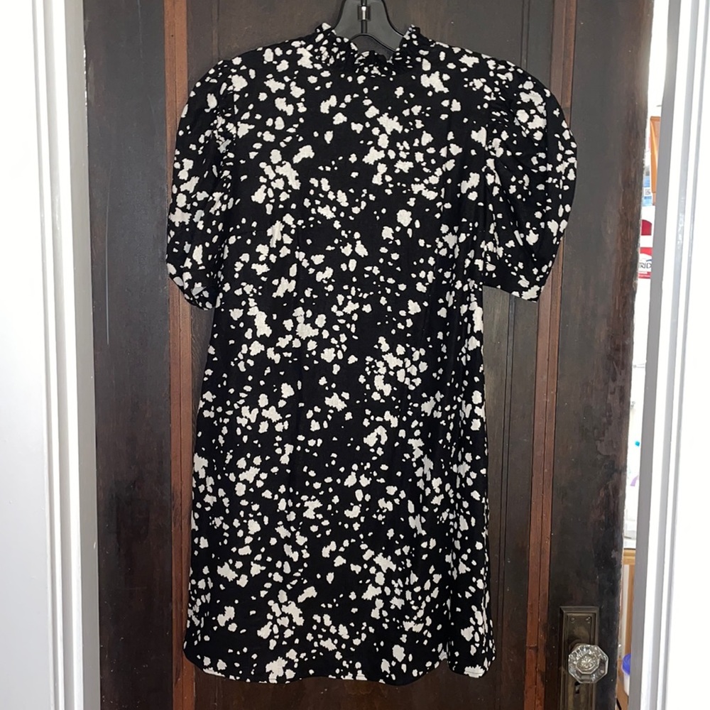 Who What Wear Linen Puff Sleeve Dress